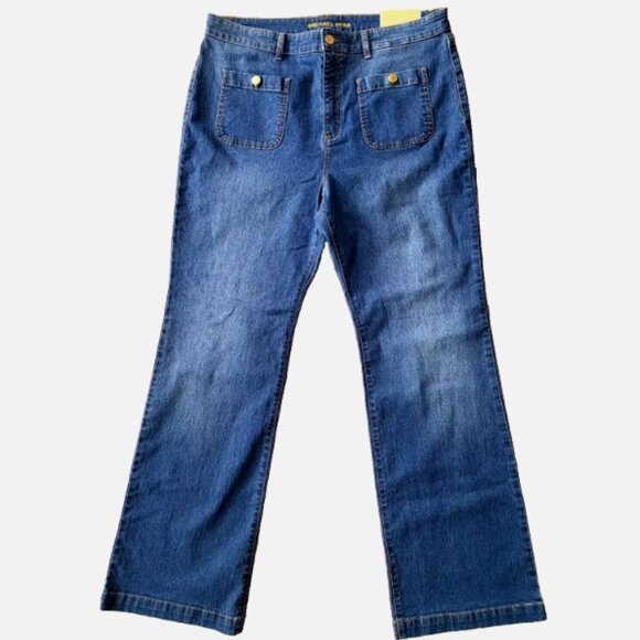 MICHAEL KORS Selma Crop Flare Jeans High rise Womens Size 8 Cali Blue - Picture 1 of 4